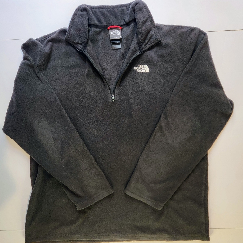 The North Face Pullover Men Large Black 1/4 Zip Fleece Hiking Outdoors